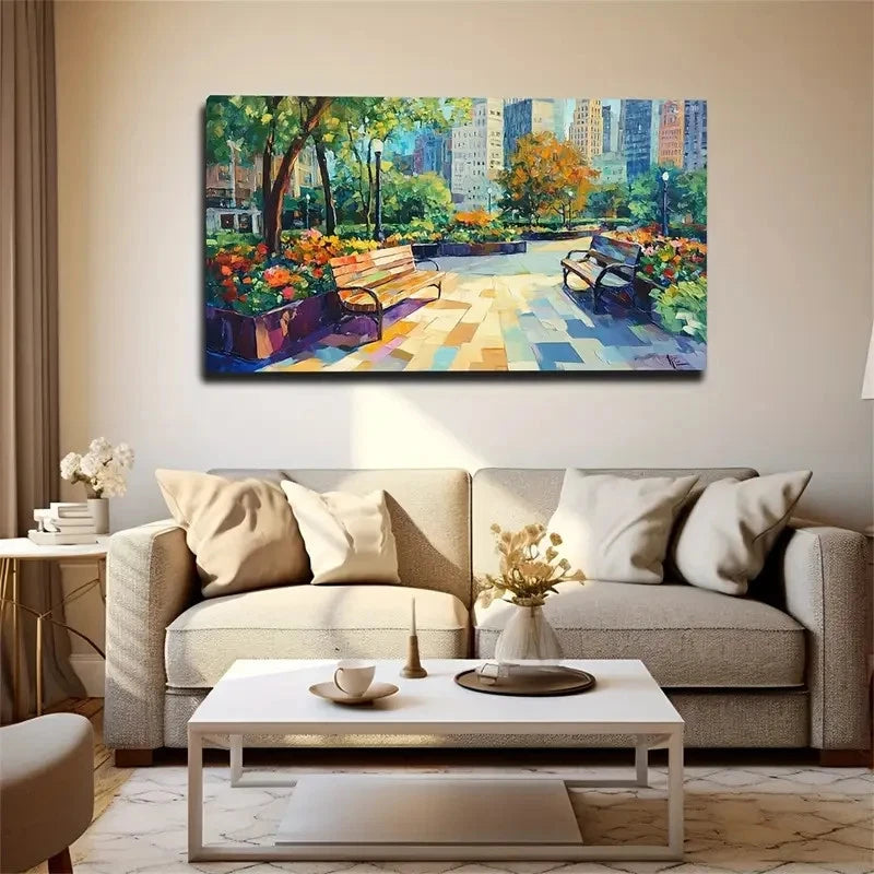 Leisurely Park Vibrant Lands Wall Art Canvas Office Home Room Framed 120x60cm