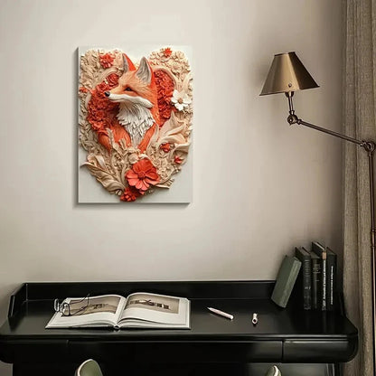 Beautiful Magical Fox Measuring Painting  40x60cm Metal Print Ready to Han - Bella Home Decor