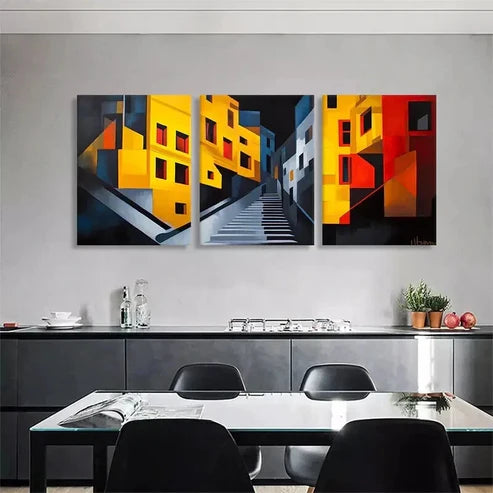 3pcs Abstract Urban Cityscape Stairway Perfect Wall Art Canvas Unframed - High Quality Print 100% Australian Made Wall Canvas - Bella Home Decor