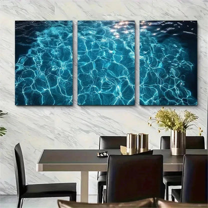 3pcs Swimming Pool Water Reflection Perfect Wall Art Set Canvas Framed 50x70cm - High Quality Print 100% Australian Made Wall Canvas Ready to Hang