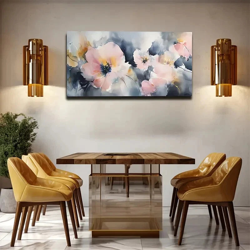 Pink Yellow And Blue Color Wall Art canvas office home room framed 120x60cm - Bella Home Decor