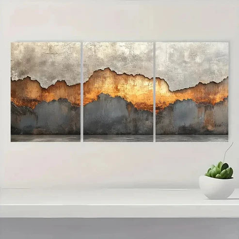3pcs Brown Wabi Sabi Abstract Textured ti Wall Art Set Canvas Unframed - High Quality Print 100% Australian Made Wall Canvas