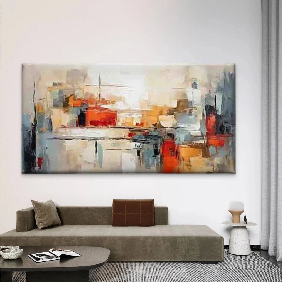Abstract Cityscape Wall Art Canvas Office Home Room Framed 120x60cm