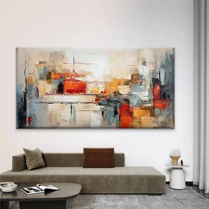 Abstract Cityscape Wall Art Canvas Office Home Room Framed 120x60cm