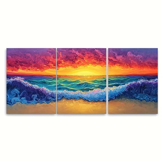 3pcs Tropical Seascape Ocean Waves Metal Print Ready to Hang Art