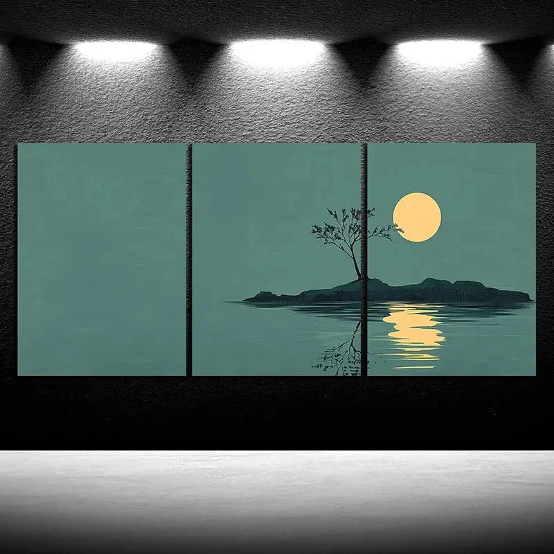 3pcs Reflection of Trees Watercolor Style Metal Print Ready to Hang Art - Bella Home Decor
