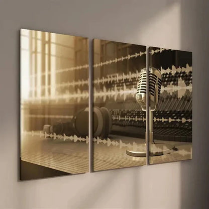 3pcs Music Microphone Decor Wall Art Set Canvas Unframed - High Quality Print 100% Australian Made Wall Canvas