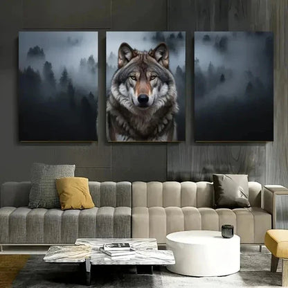 3pcs Wolf & Pine Trees Forest Wall Art Canvas Unframed - High Quality Print 100% Australian Made Wall Canvas