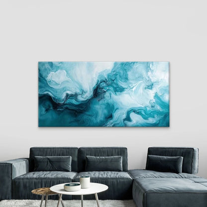 Abstract Ocean Waves Wall Art Canvas Office Home Room Framed 120x60cm