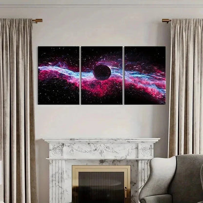 3pcs Vibrant Planet & Nebula Posters Wall Art Set Canvas Framed 50x70cm - High Quality Print 100% Australian Made Wall Canvas Ready to Hang - Bella Home Decor