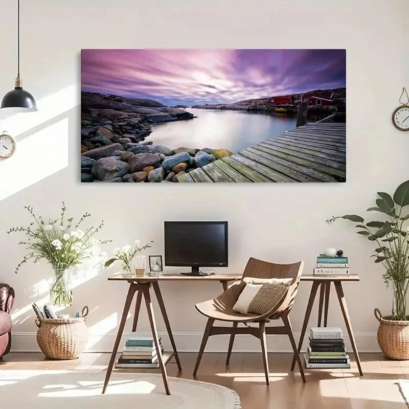 Swedish West Landscape Décor Wall Art Canvas Office Home Room Framed 120x60cm