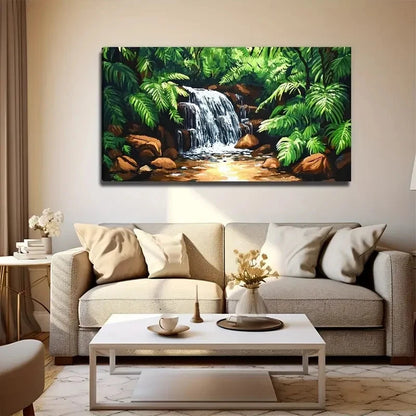 Deco Bohemian Style Waterfall Wall Art Canvas Office Home Room Framed 120x60cm
