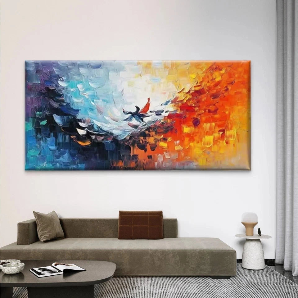 Modern Abstract Bird Painting Wall Art Canvas Office Home Room Framed 120x60cm