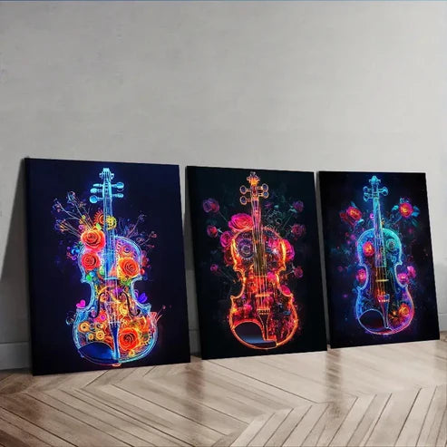 3pcs A violin Wall Art Set Canvas Unframed – High Quality Print, 100% Australian Made Wall Canvas - Bella Home Decor