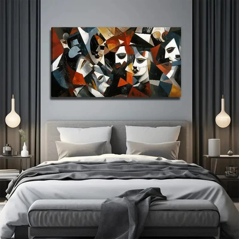 Abstract Human Face Suitable Wall Art Canvas Office Home Room Framed 120x60cm