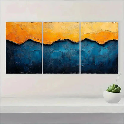 3pcs Blue Textured Abstract Painting YY Wall Art Set Canvas Unframed - High Quality Print 100% Australian Made Wall Canvas