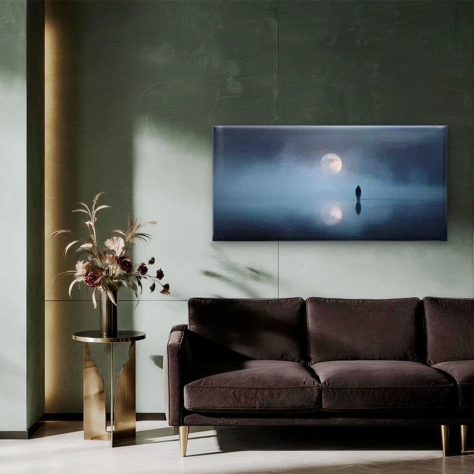 Calming Night Sea View Wall Art Canvas Office Home Room Framed 120x60cm - Bella Home Decor
