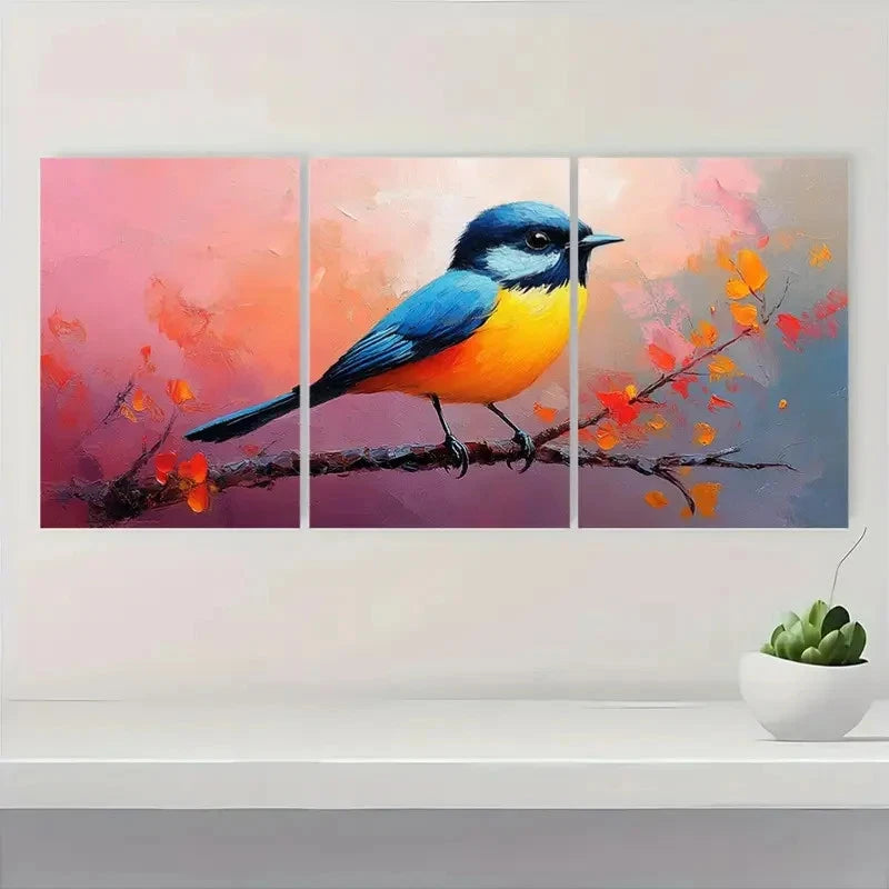3pcs Bird Semi Abstract Lovers Perfect Wall Art Set Canvas Framed 40x60cm - High Quality Print 100% Australian Made Wall Canvas Ready to Hang