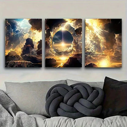 3pcs Cosmic Sunset Skyline Wall Art Canvas Unframed - High Quality Print 100% Australian Made Wall Canvas - Bella Home Decor
