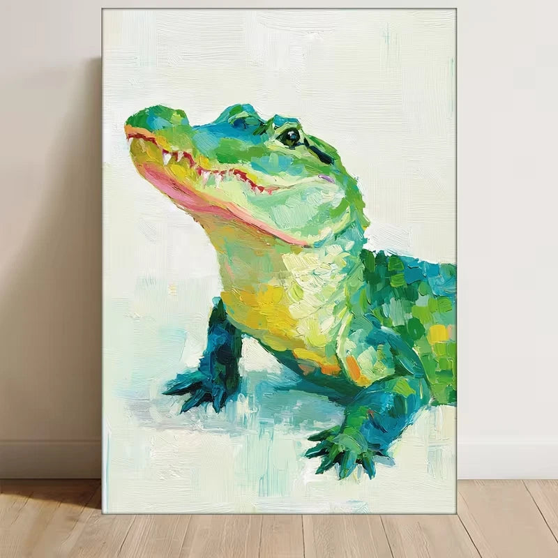 Colorful Crocodile Painting 60x90cm Metal Print Ready to Hang
