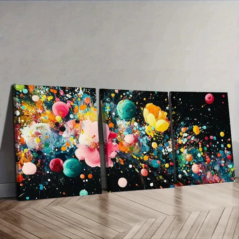3pcs colorful explosion Wall Art Set Canvas Unframed - High Quality Print 100% Australian Made Wall Canvas - Bella Home Decor