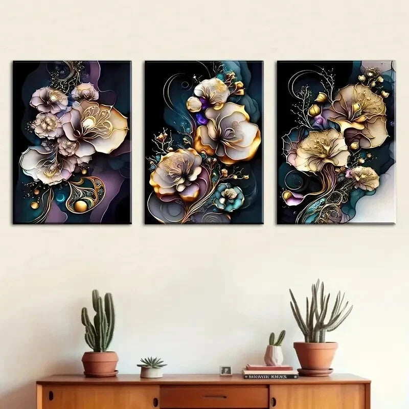 3pcs Abstract Wind Flower Landscape Perfect Wall Art Set Canvas Framed 50x70cm - High Quality Print 100% Australian Made Wall Canvas Ready to Hang - Bella Home Decor