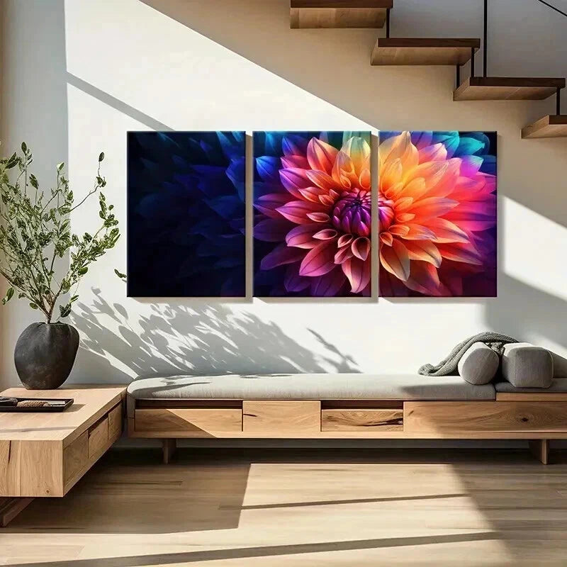 3pcs Abstract Colorful Flower Painting Wall Art Set Canvas Framed 40x60cm - High Quality Print 100% Australian Made Wall Canvas Ready to Hang - Bella Home Decor