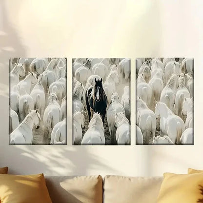 3pcs large group of white horses Wall Art Canvas Unframed - High Quality Print 100% Australian Made Wall Canvas