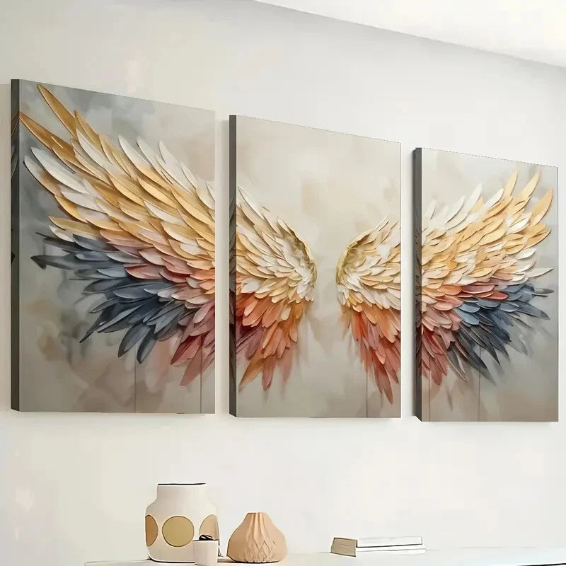 3pcs Fashion Angel Wings Colorful Perfect Wall Art Set Canvas Framed 40x60cm - High Quality Print 100% Australian Made Wall Canvas Ready to Hang - Bella Home Decor