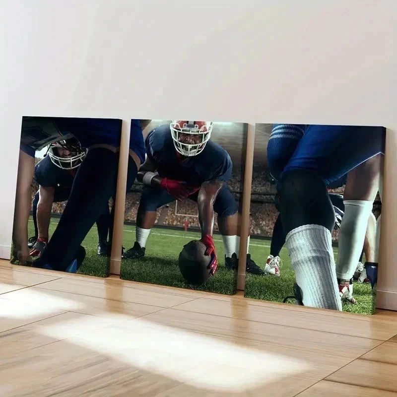 3pcs Rugby Players Football Decor Wall Art Set Canvas Framed 60x90cm - High Quality Print 100% Australian Made Wall Canvas Ready to Hang