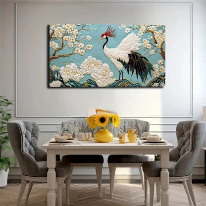 Elegant Red-Crowned Crane Wall Art Canvas Office Home Room Framed 120x60cm - Bella Home Decor
