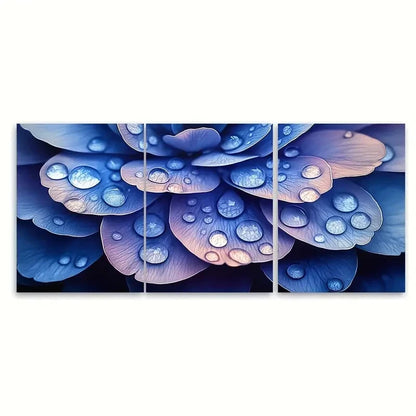 3pcs Blue Water Droplet Petal Canvas Wall Art Set Canvas Framed 40x60cm - High Quality Print 100% Australian Made Wall Canvas Ready to Hang - Bella Home Decor