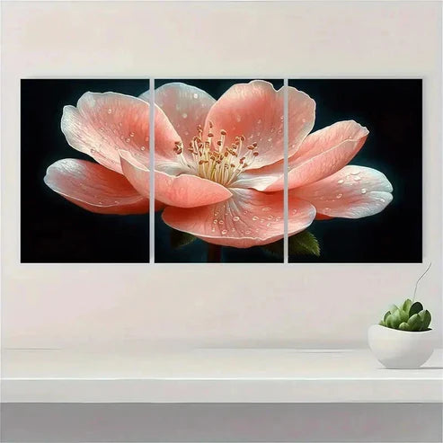 3pcs 3pcs Pink Flowering Quince Nature Wall Art Set Canvas Unframed - High Quality Print 100% Australian Made Wall Canvas
