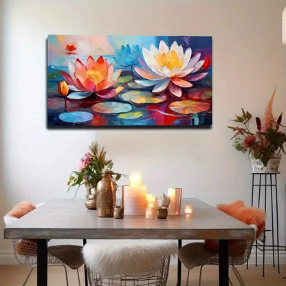 Pond Dream Beautiful Lotus Wall Art Canvas Office Home Room Framed 120x60cm