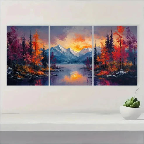 3pcs Colorful Abstract Texture Flower DG Wall Art Set Canvas Unframed - High Quality Print 100% Australian Made Wall Canvas - Bella Home Decor