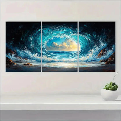 3pcs Ocean  Beach Beach Vibes TY    Wall Art Set Canvas Framed 50x70cm - High Quality Print 100% Australian Made Wall Canvas Ready to Hang - Bella Home Decor