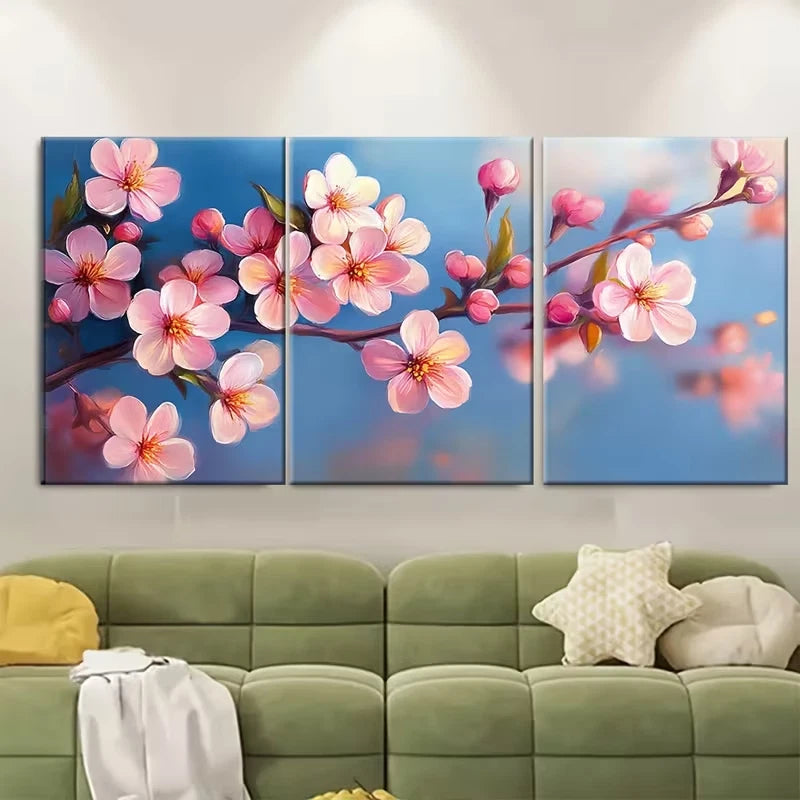 3pcs Blossom Flowers Metal Print Ready to Hang Art