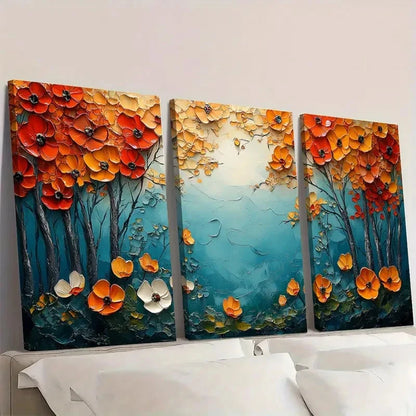 3pcs Abstract Green Flowers Trees  KL  Wall Art Set Canvas Framed 50x70cm - High Quality Print 100% Australian Made Wall Canvas Ready to Hang - Bella Home Decor