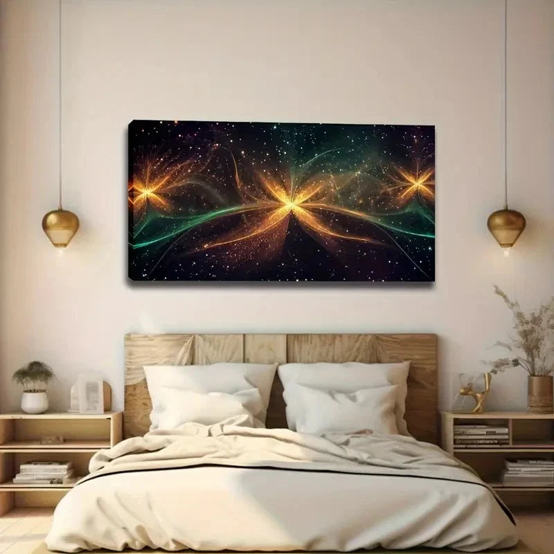 Sparkling Glow Floral Pattern Wall Art Canvas Office Home Room Framed 120x60cm