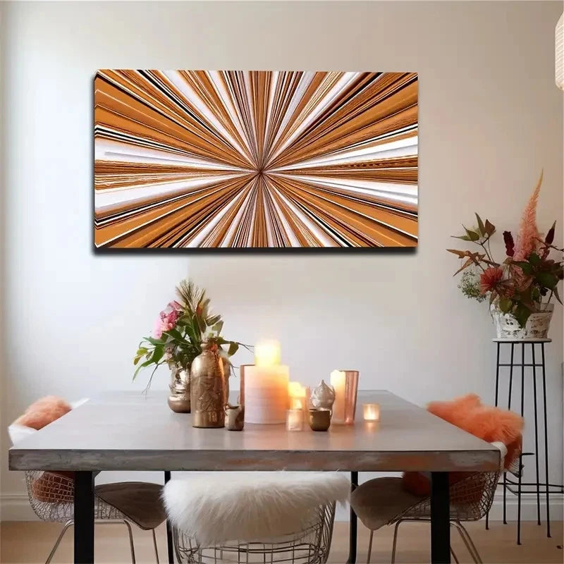Bold Radiant Lines & Marbled Wall Art Canvas Office Home Room Framed 120x60cm