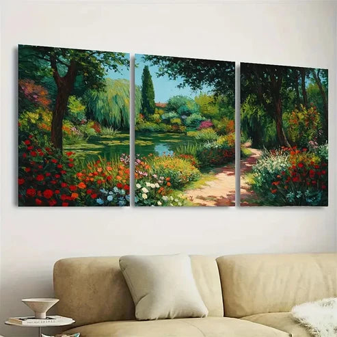 3pcs Crescent Moon Floral Botanical William Wall Art Set Canvas Unframed - High Quality Print 100% Australian Made Wall Canvas - Bella Home Decor