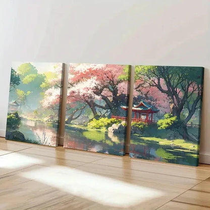 3pcs Cherry Blossom Tree Modern Decoration Wall Art Canvas Unframed - High Quality Print 100% Australian Made Wall Canvas - Bella Home Decor