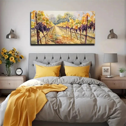 Vintage Grape Vineyard Wall Art Canvas Office Home Room Framed 120x60cm