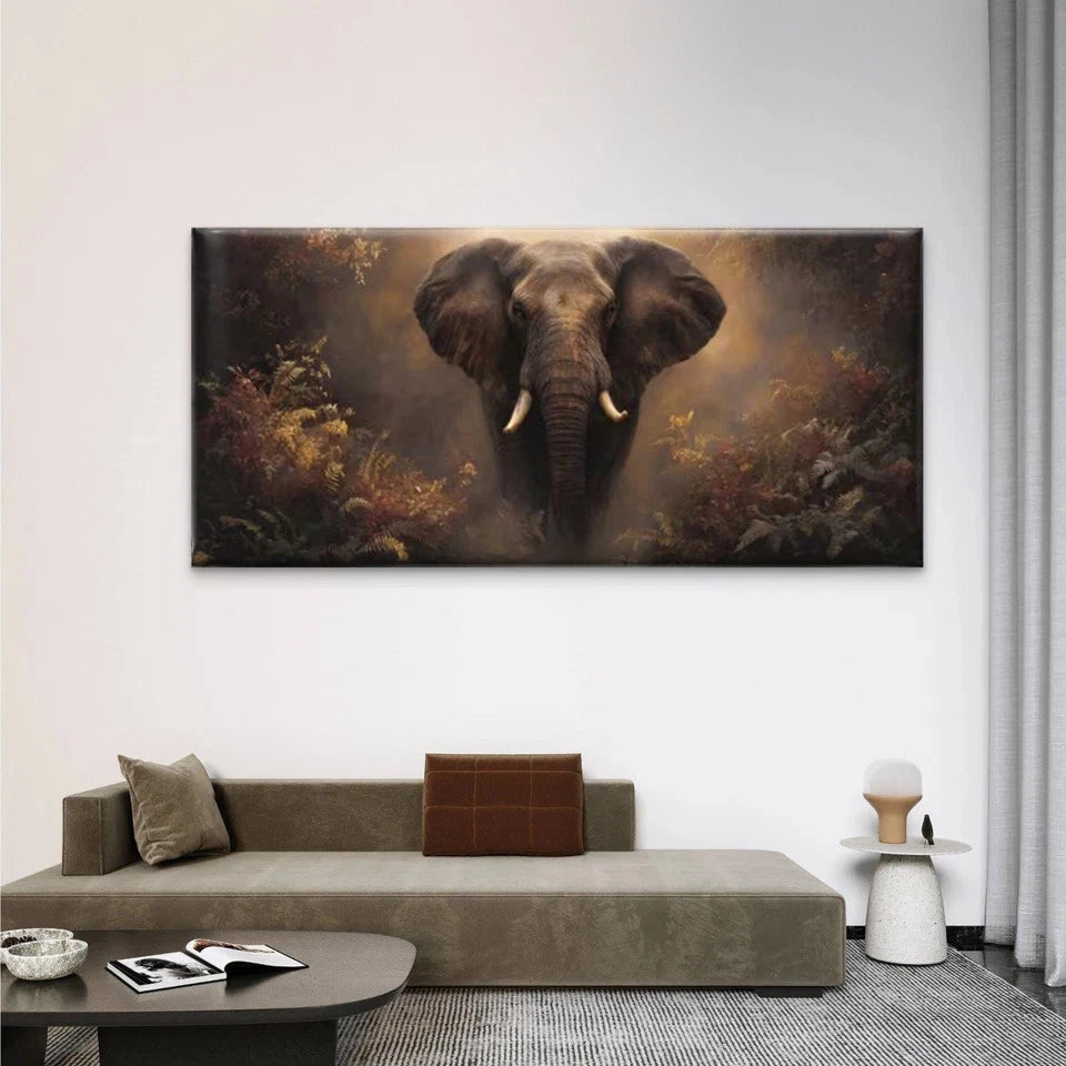 Majestic Jungle Elephant Wall Art Canvas Office Home Room Framed 120x60cm