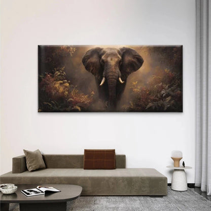 Majestic Jungle Elephant Wall Art Canvas Office Home Room Framed 120x60cm