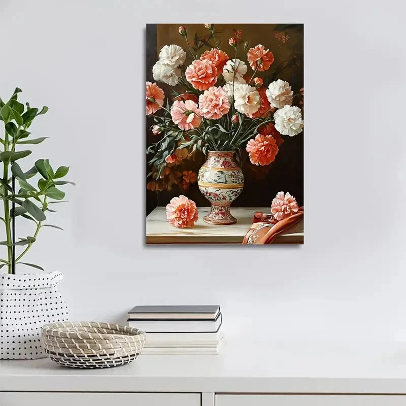 Traditional Pink & Peach Colorful Painting 40x60cm Metal Print Ready to Hang - Bella Home Decor