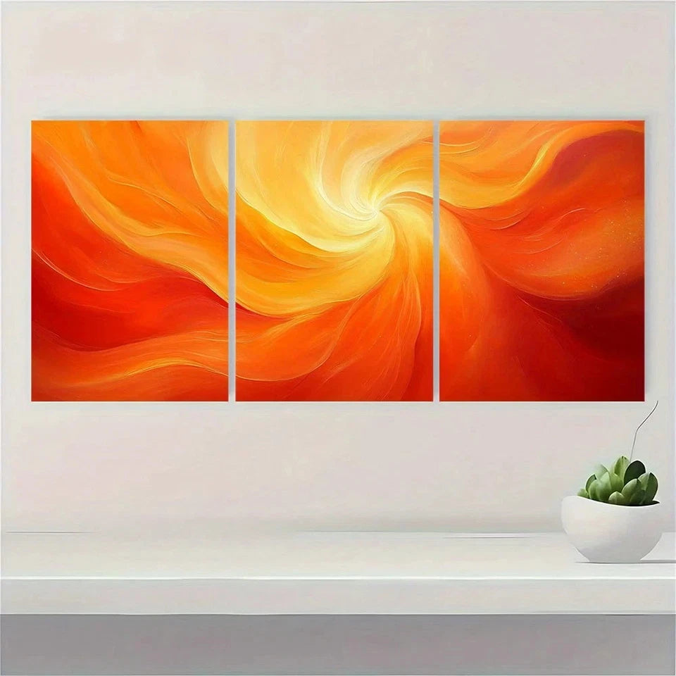 3pcs Modern Abstract Swirl Design Metal Print Ready to Hang Art - Bella Home Decor