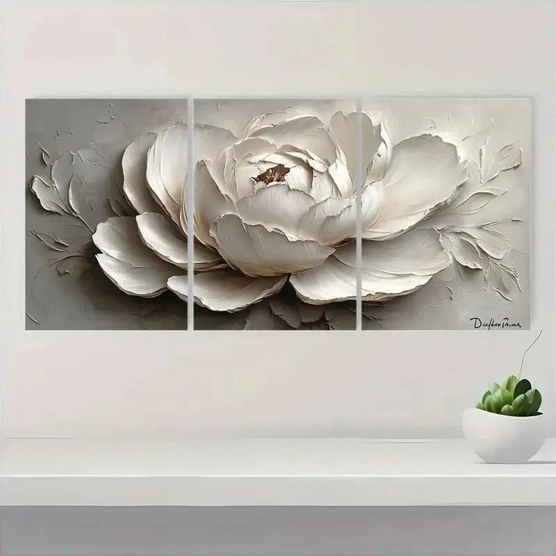3pcs Flower Painting Floral Original Art  kl     Wall Art Set Canvas Framed 60x90cm - High Quality Print 100% Australian Made Wall Canvas Ready to Hang - Bella Home Decor