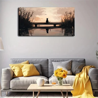 Serene Evening Landscape Wall Art Canvas Office Home Room Framed 120x60cm