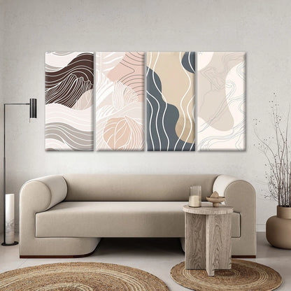 4pcs Neutral Multi Panel Abstract Wall Art Canvas Framed 45x80cm - High Quality Print 100% Australian Made Wall Canvas Ready to Hang